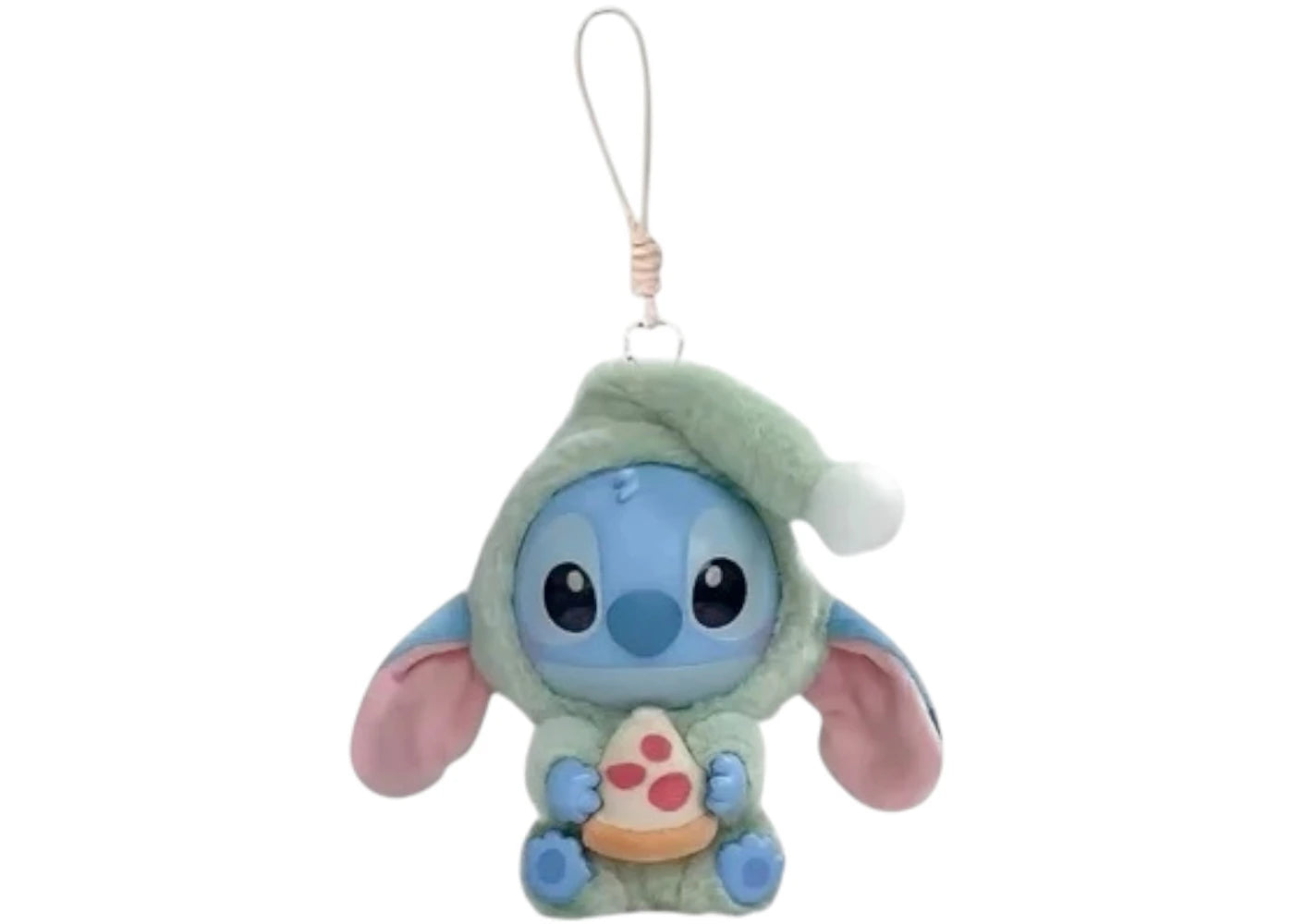 Miniso Top Toy Disney Stitch Eating Something Before Sleep Crispy Pizza Plush Keychain -1