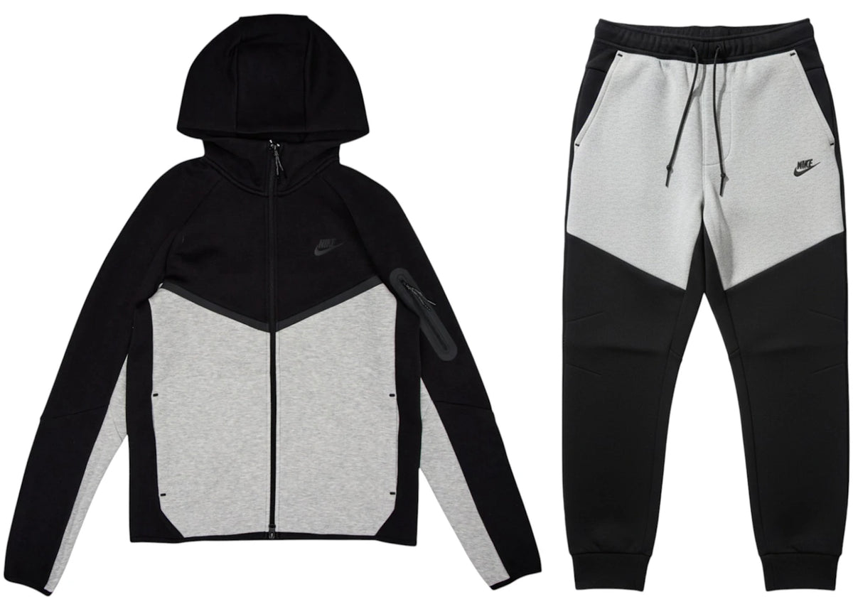 Nike Tech Fleece Windrunner Full Zip Hoodie & Jogger Set Dark Grey Heather/Black -1