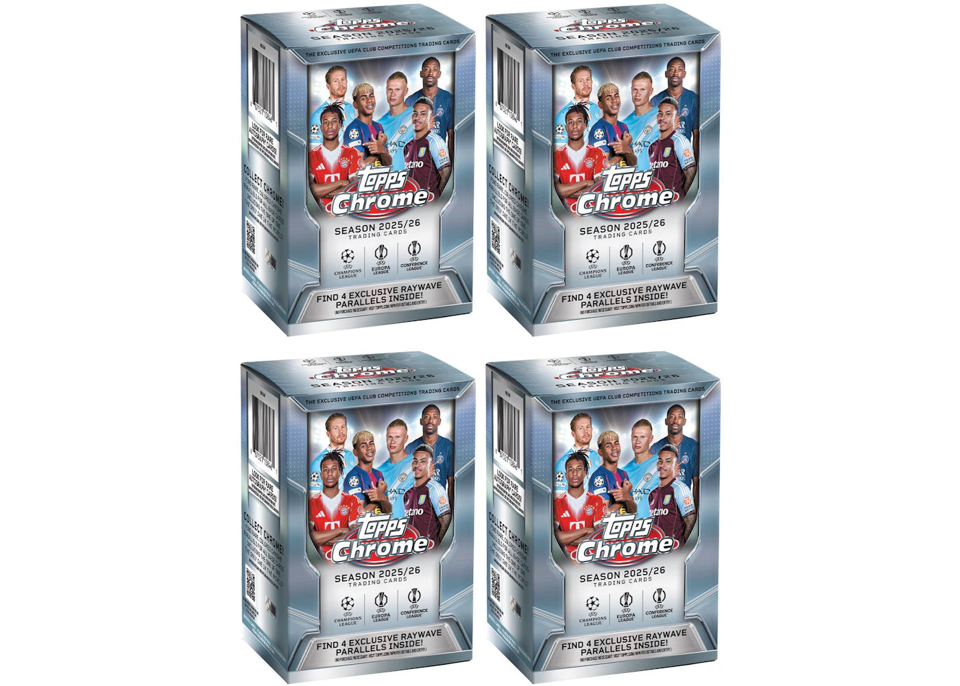 2025/26 Topps Chrome UEFA Club Competitions Value Box 4x Lot -1