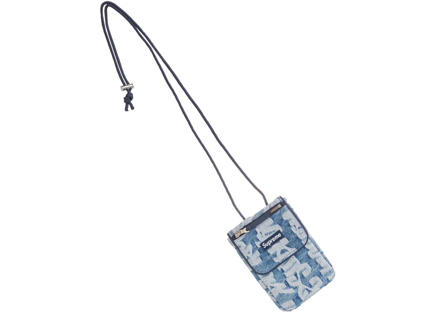 Supreme Fat Tip Jacquard Denim Neck Pouch Blue -1