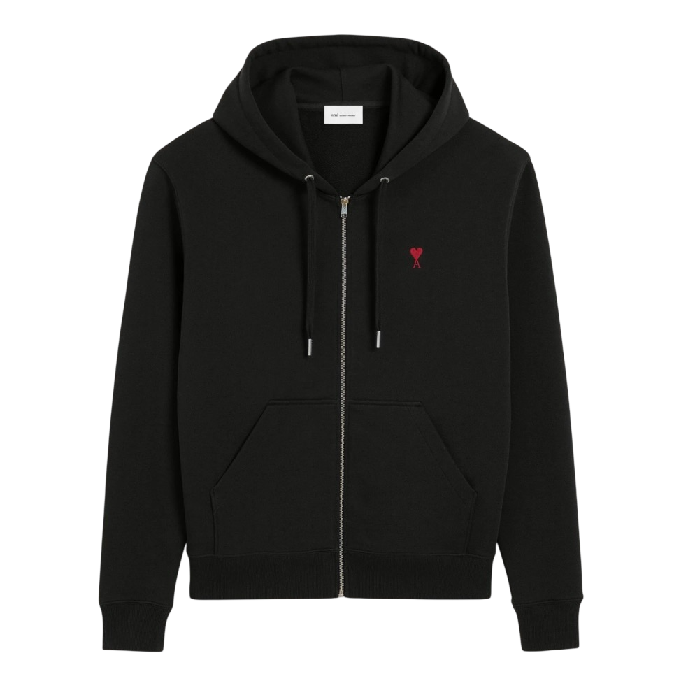 Hoodie Zippe Ami De Coeur Rouge Noir en Coton -1
