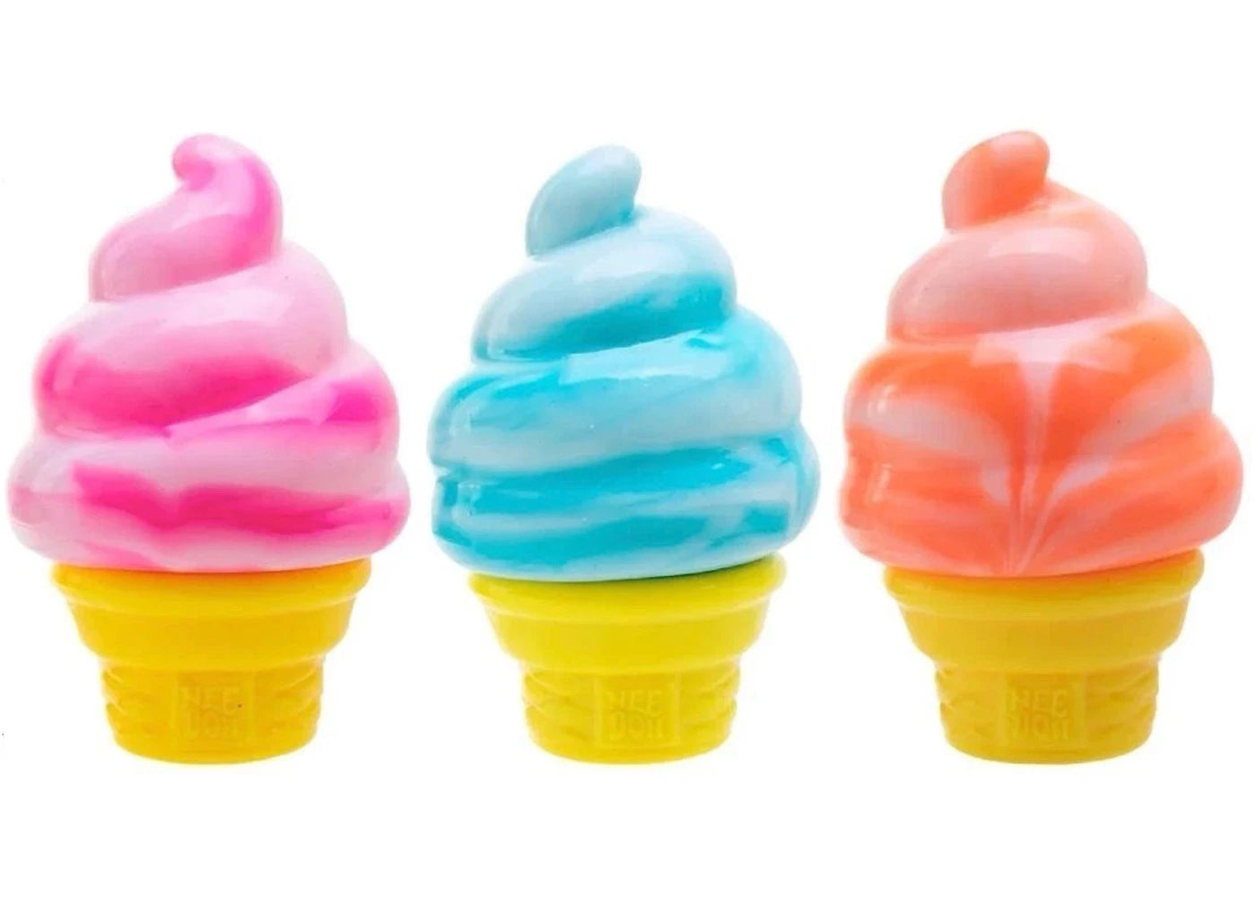 NeeDoh Nice Cream Ice Cream Cone Squishy Fidget Toy 3x Lot Orange/Pink/Blue -1