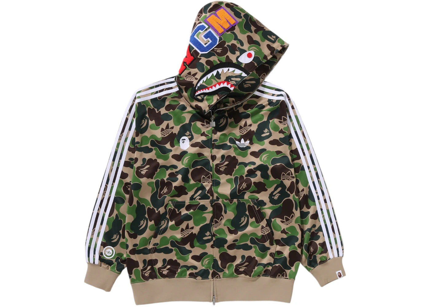 adidas x BAPE Relaxed Fit Track Camo Shark Full Zip Hoodie Green -1