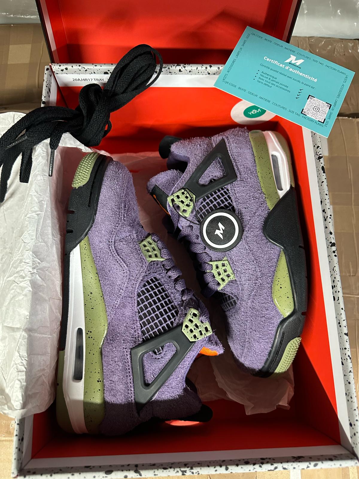 Air Jordan 4 Canyon Purple W wave box and accessories