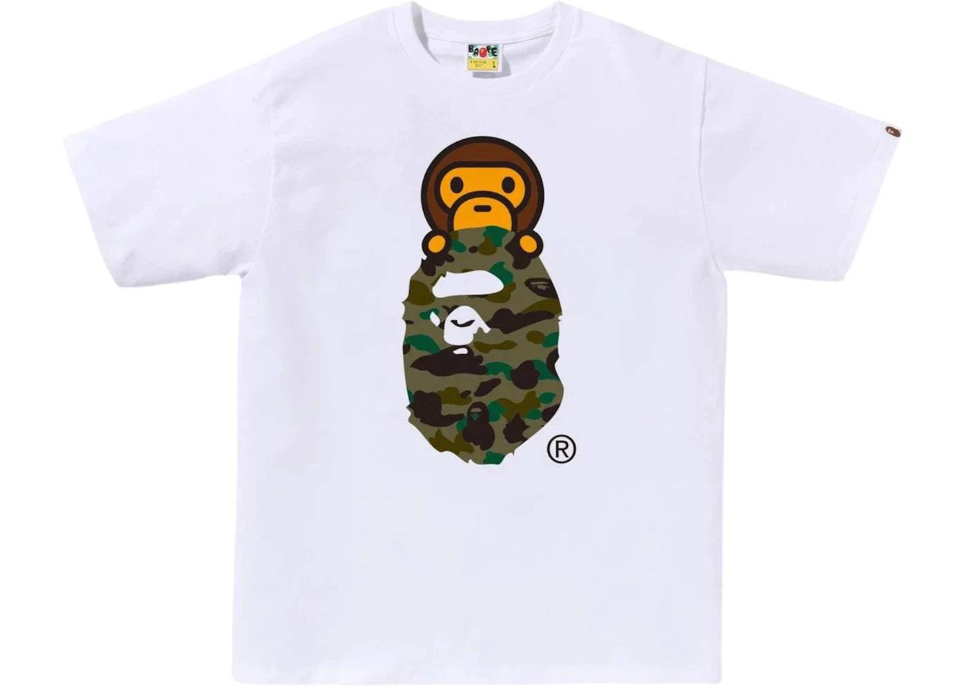 BAPE 1st Camo Milo On Ape Head Tee Tee White/Green -1