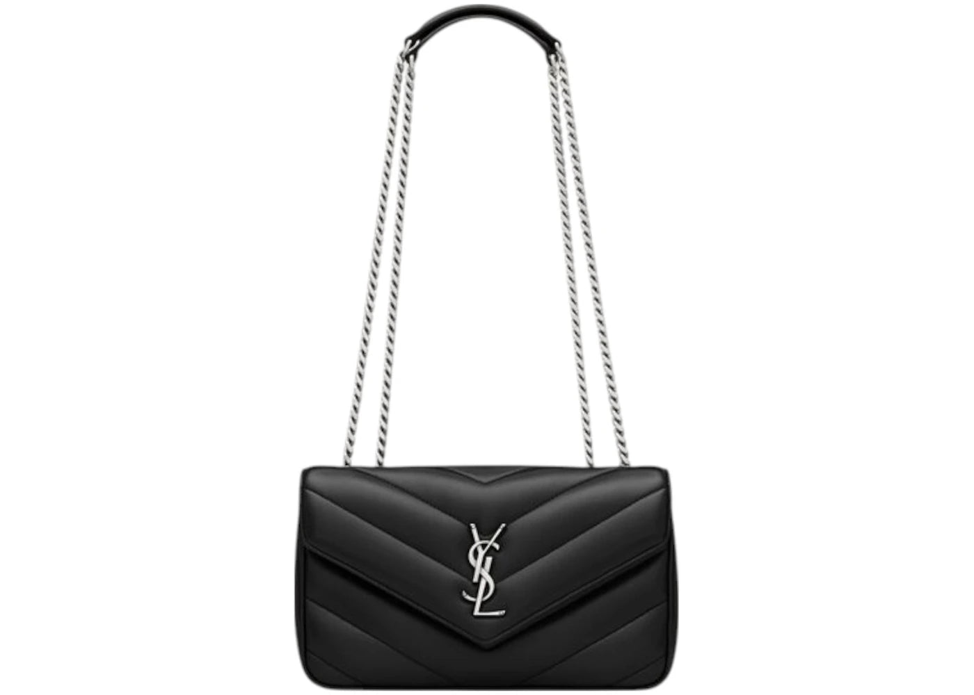 Saint Laurent Loulou Small In Pelle Di Agnello Trapuntata Silver-tone Black -1