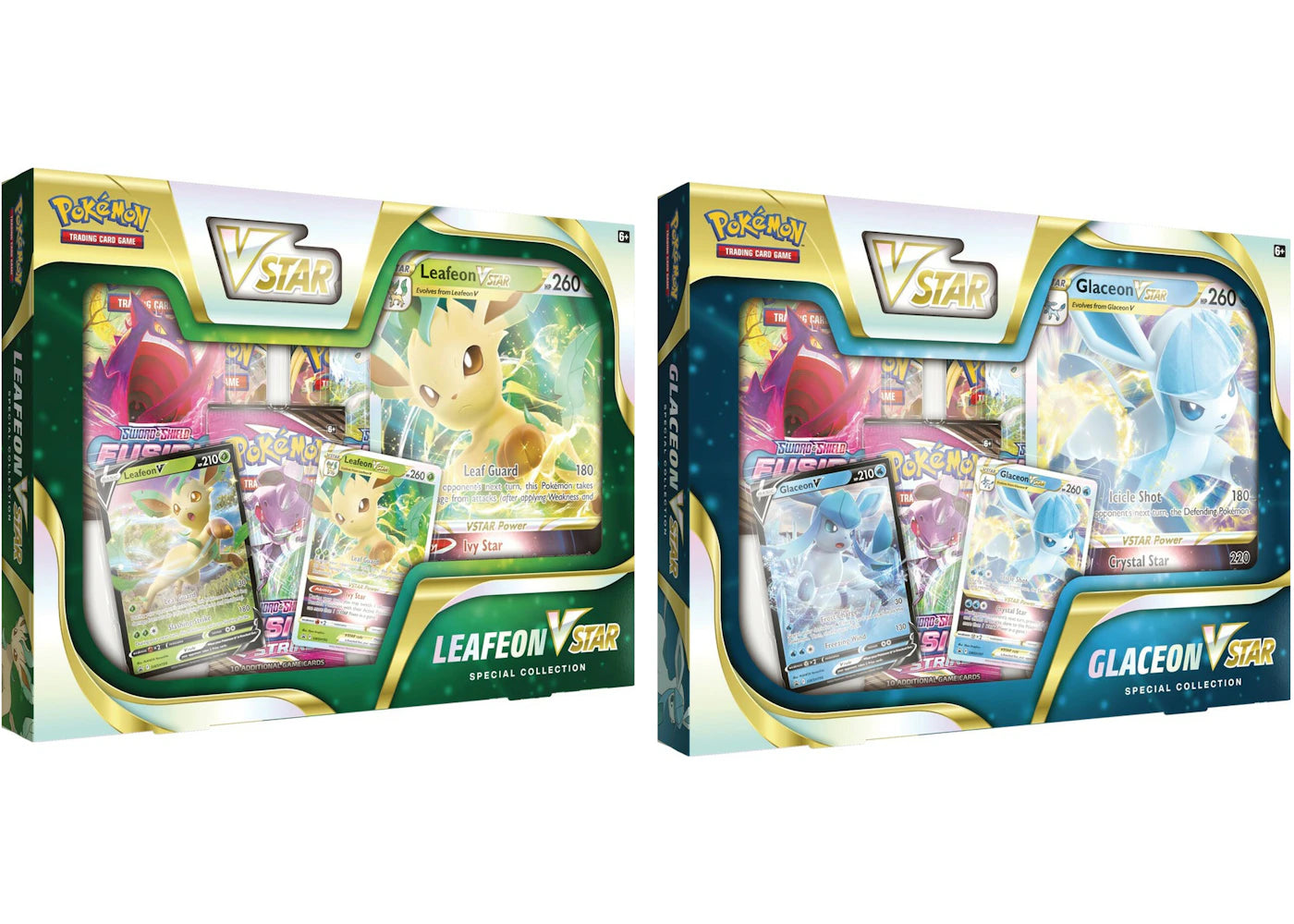 Pokémon TCG Sword & Shield Leafeon VSTAR/Glaceon VSTAR Special Collection Box 2x Bundle -1