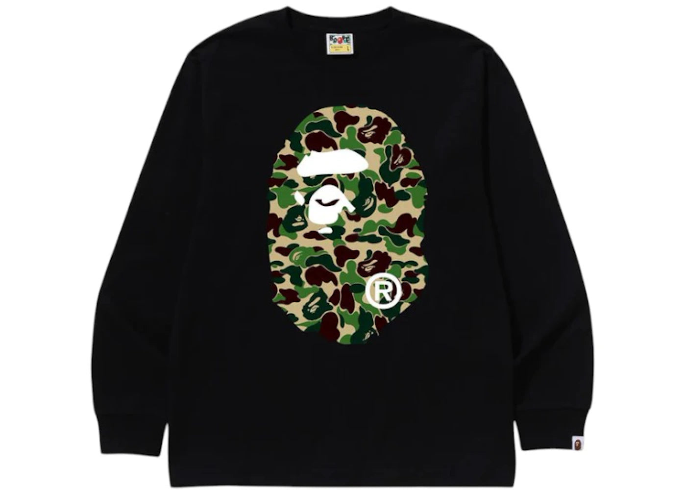 BAPE ABC Camo Big Ape Head L/S Tee Black/Green
