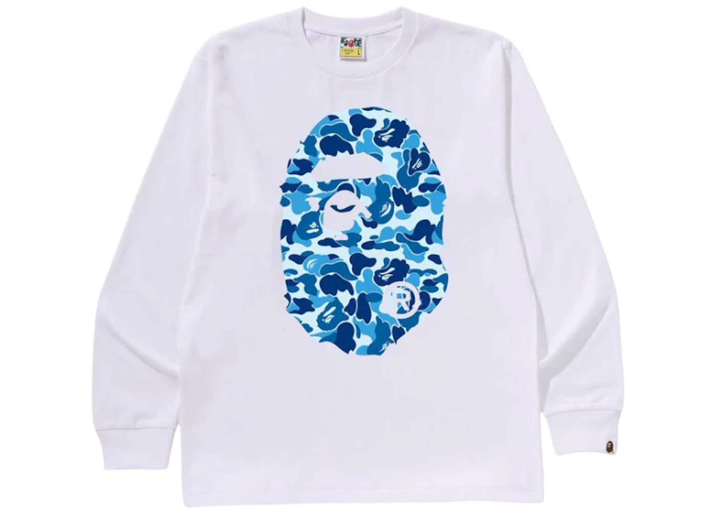 BAPE ABC Camo Big Ape Head L/S Tee White/Blue