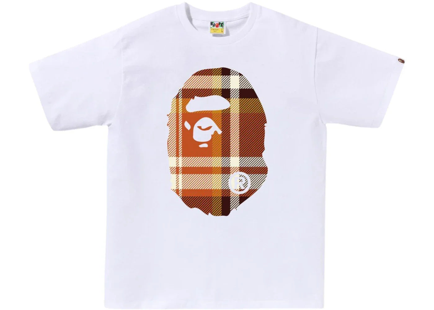 BAPE A Bathing Ape Check Big Ape Head Tee White