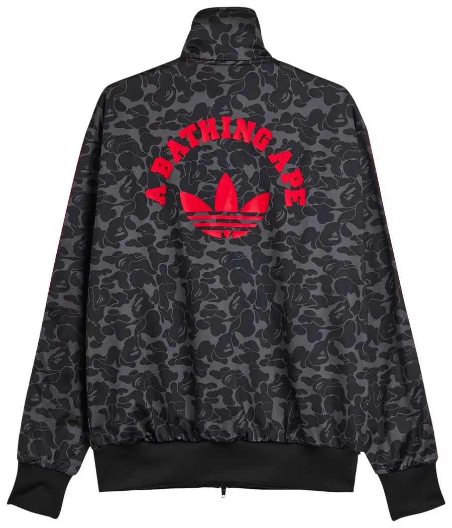 Back BAPE x adidas All Over Print SSTR Track Top Black