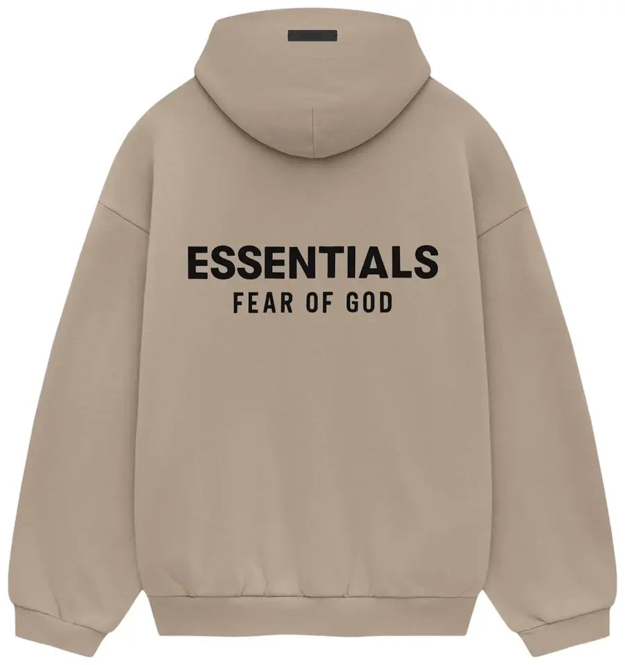 Back Fear of God Essentials Fleece Hoodie Desert Sand