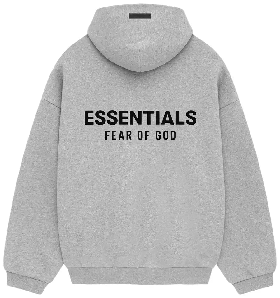 Back Fear of God Essentials Fleece Hoodie Light Heather Gray