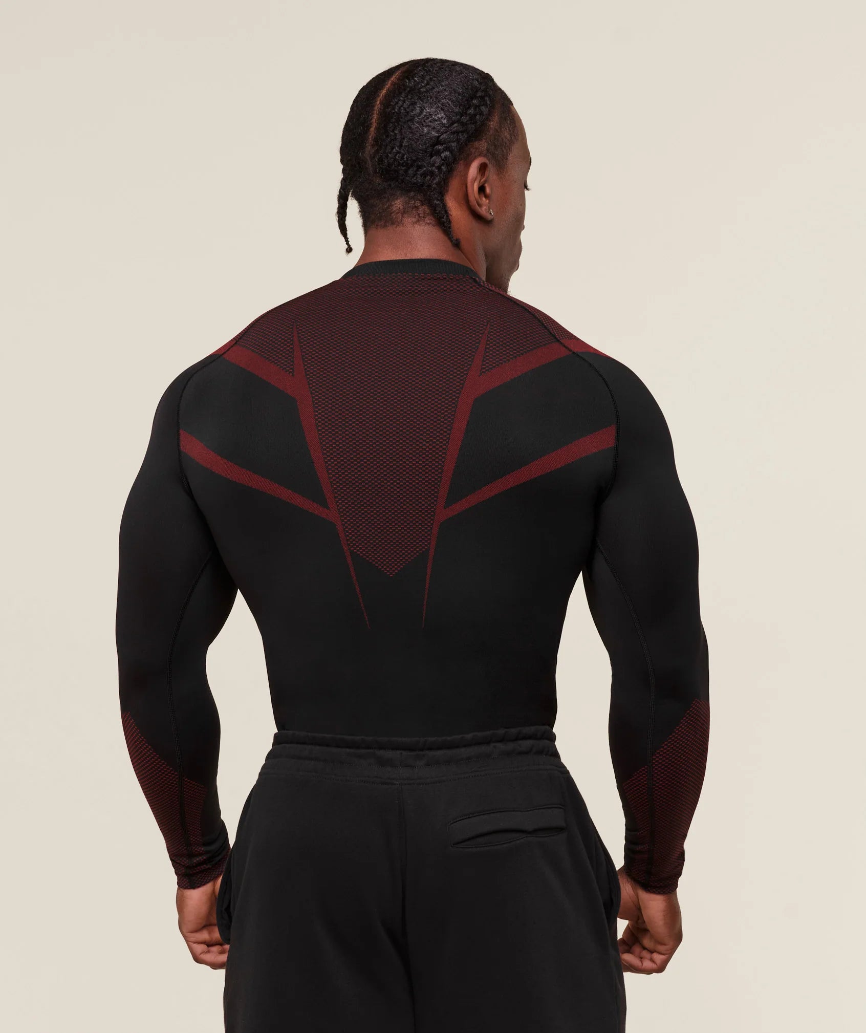 Back Gymshark Onyx 5.0 Seamless Long Sleeve T-shirt Black/Carmine Red