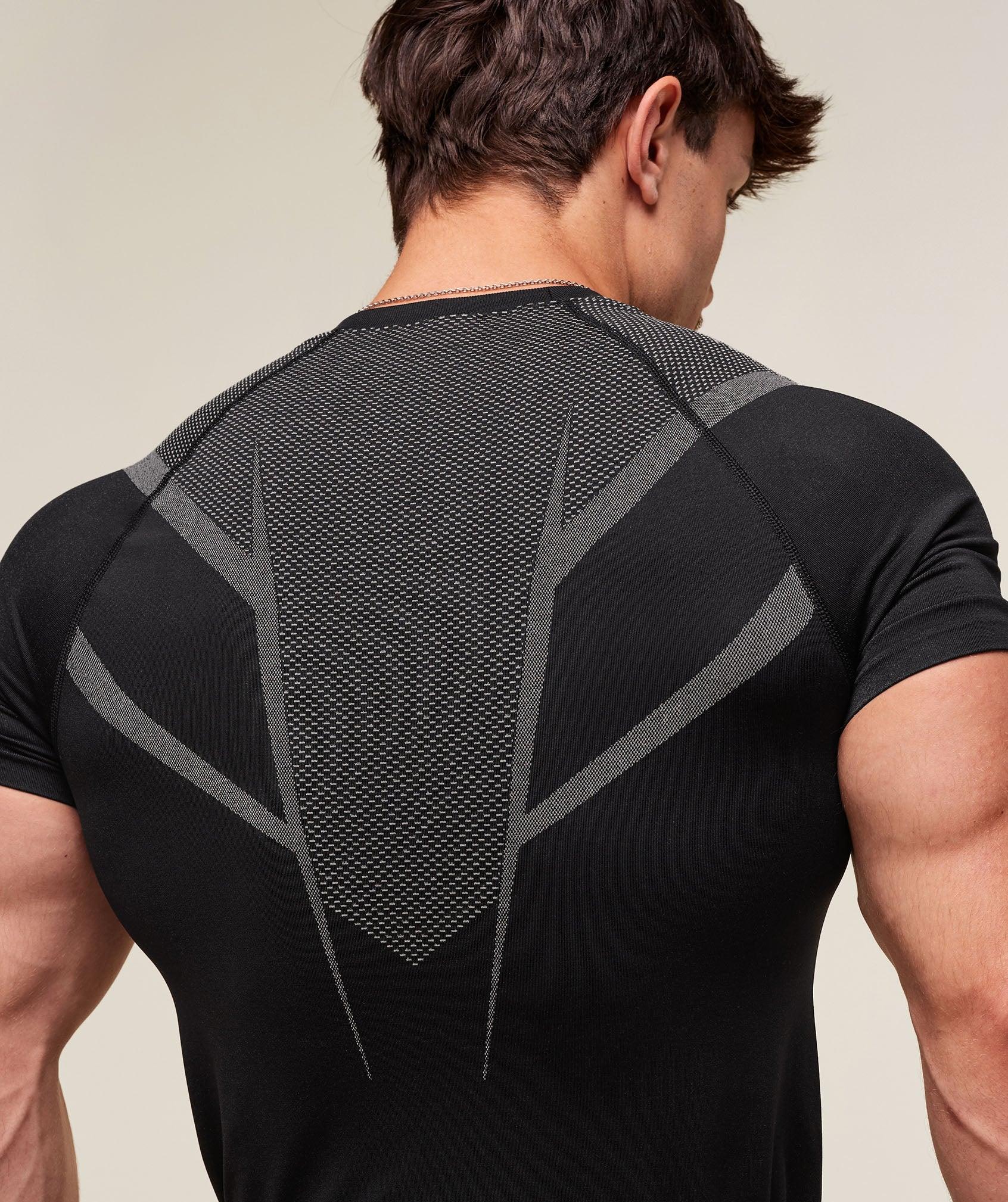 Back Gymshark Onyx 5.0 Seamless T-shirt Black/Light Grey