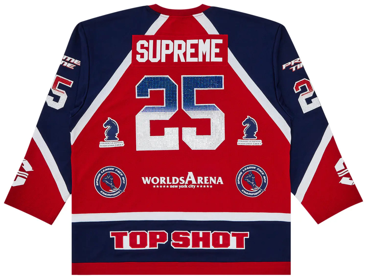 Back Supreme Rhinestone Hockey Jersey Red