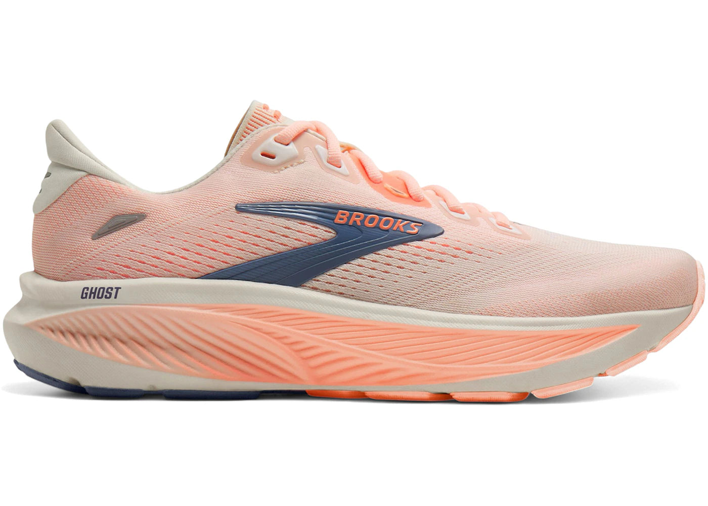 Brooks Ghost 18 Star White Cyber Peach Grey (W)