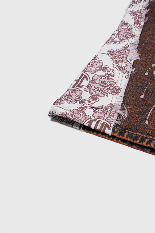 The Hideout Clothing - Tapestry Pattern Flared Denim Jeans