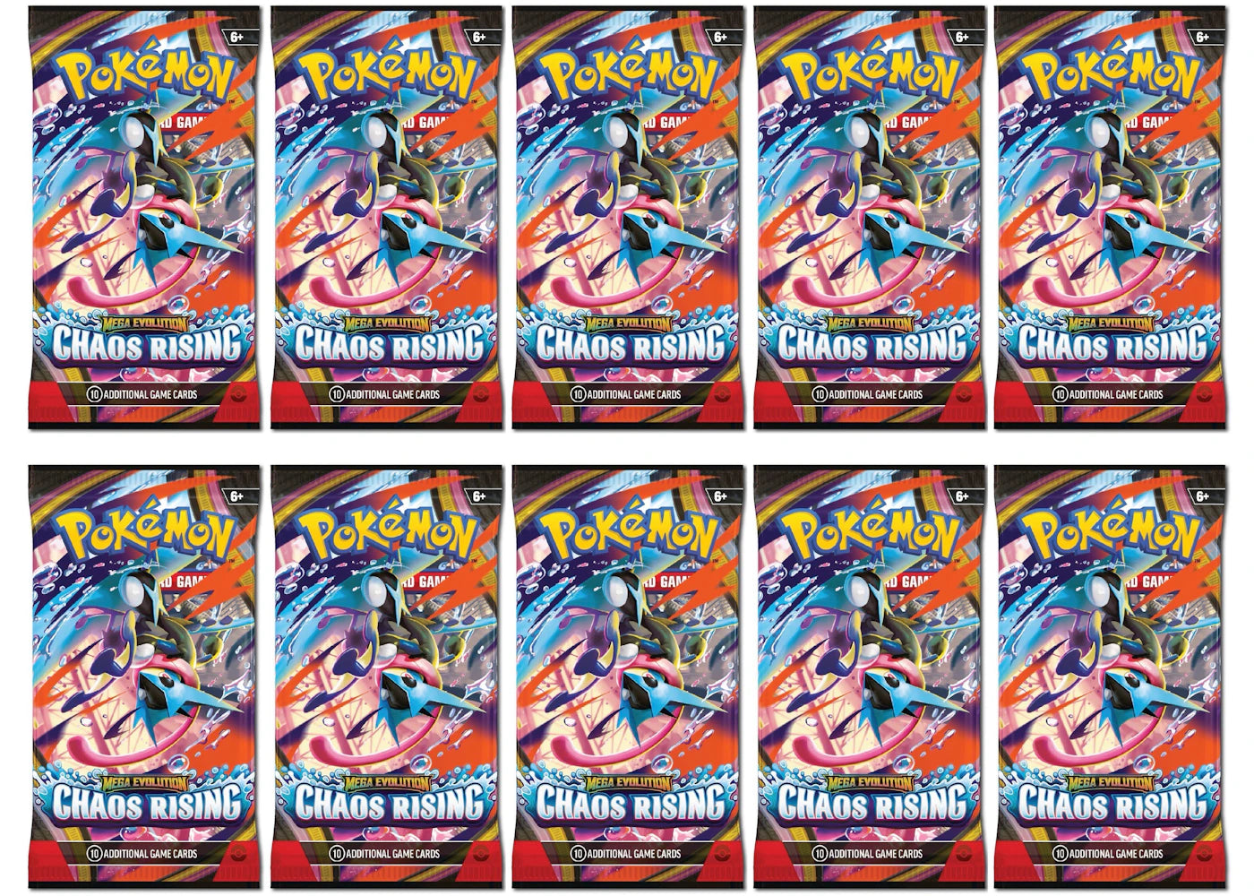 2026 Pokémon Mega Evolution Chaos Rising Booster Pack 10x Lot (Artwork May Vary) -1