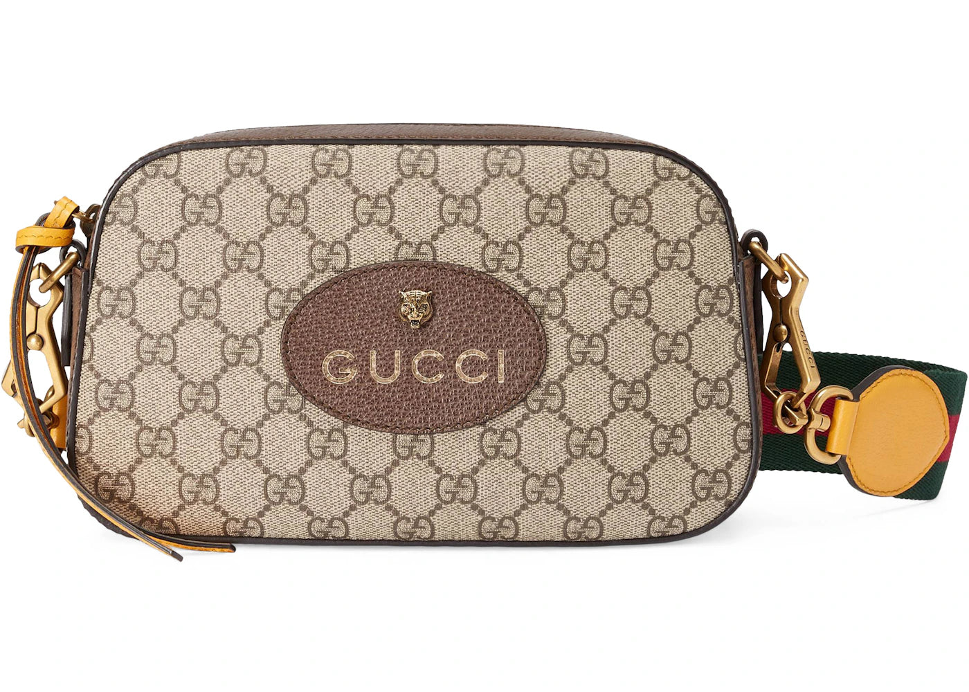 Gucci Messenger GG Supreme Green/Red Web Strap Brown/Yellow -1