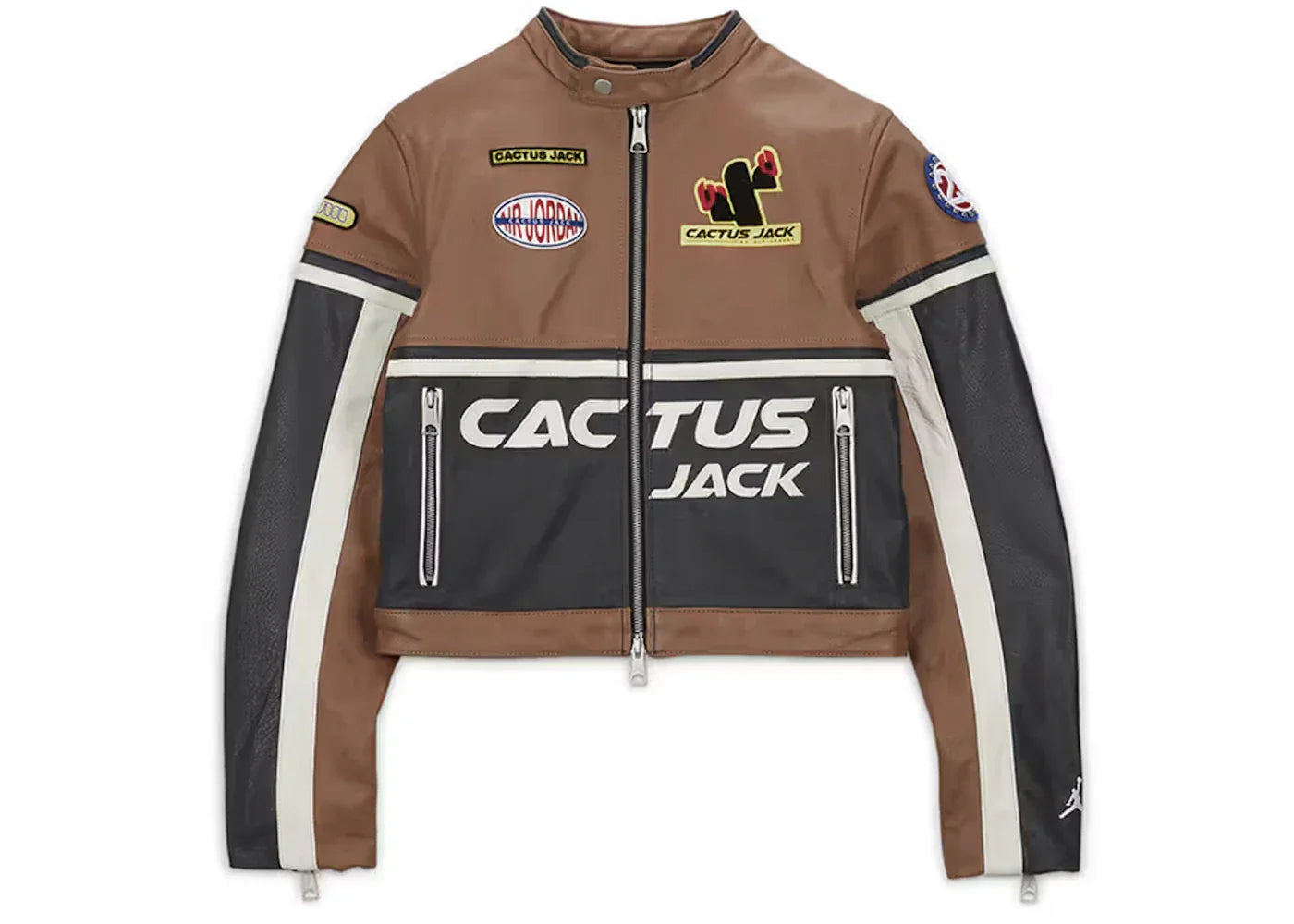 Jordan x Travis Scott Cactus Jack Women's Leather Jacket Archaeo Brown -1
