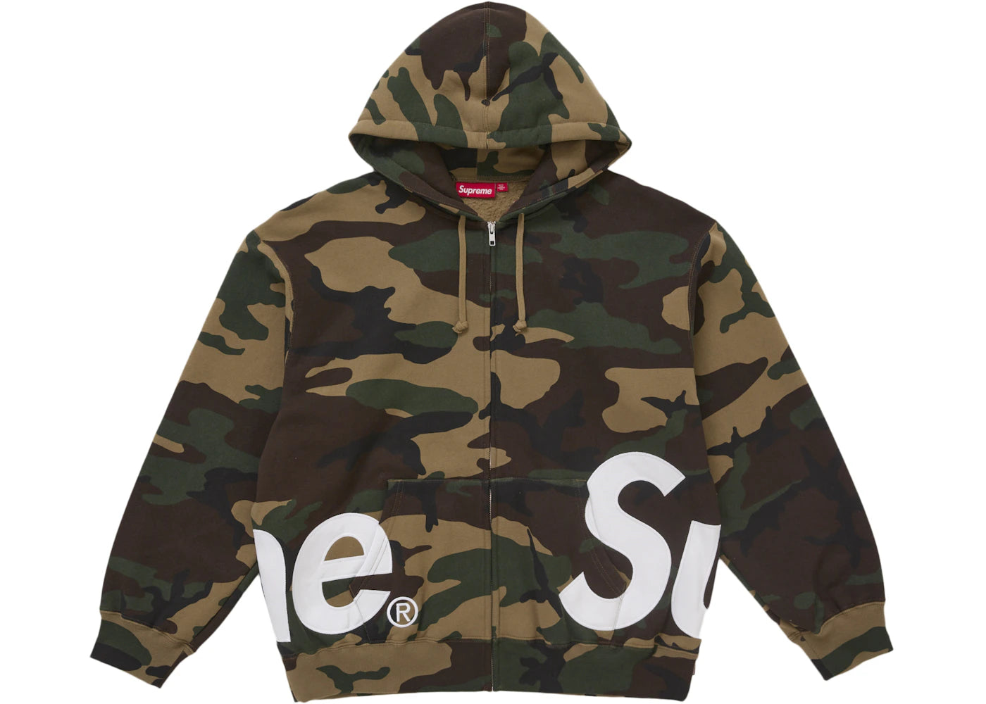 Supreme Big Logo Zip Up Hooded Sweatshirt Woodland Camo -1