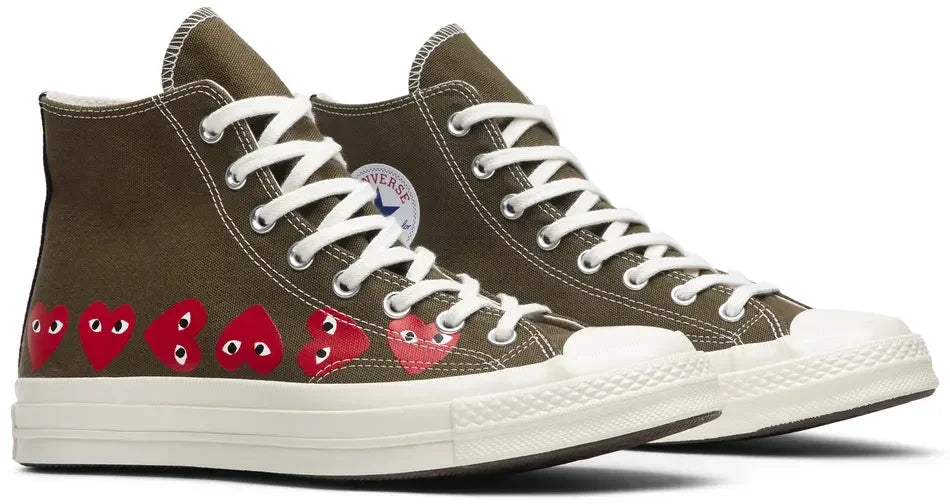 Converse Chuck Taylor All Star 70 Hi Comme des Garcons PLAY Multi-Heart Green pair