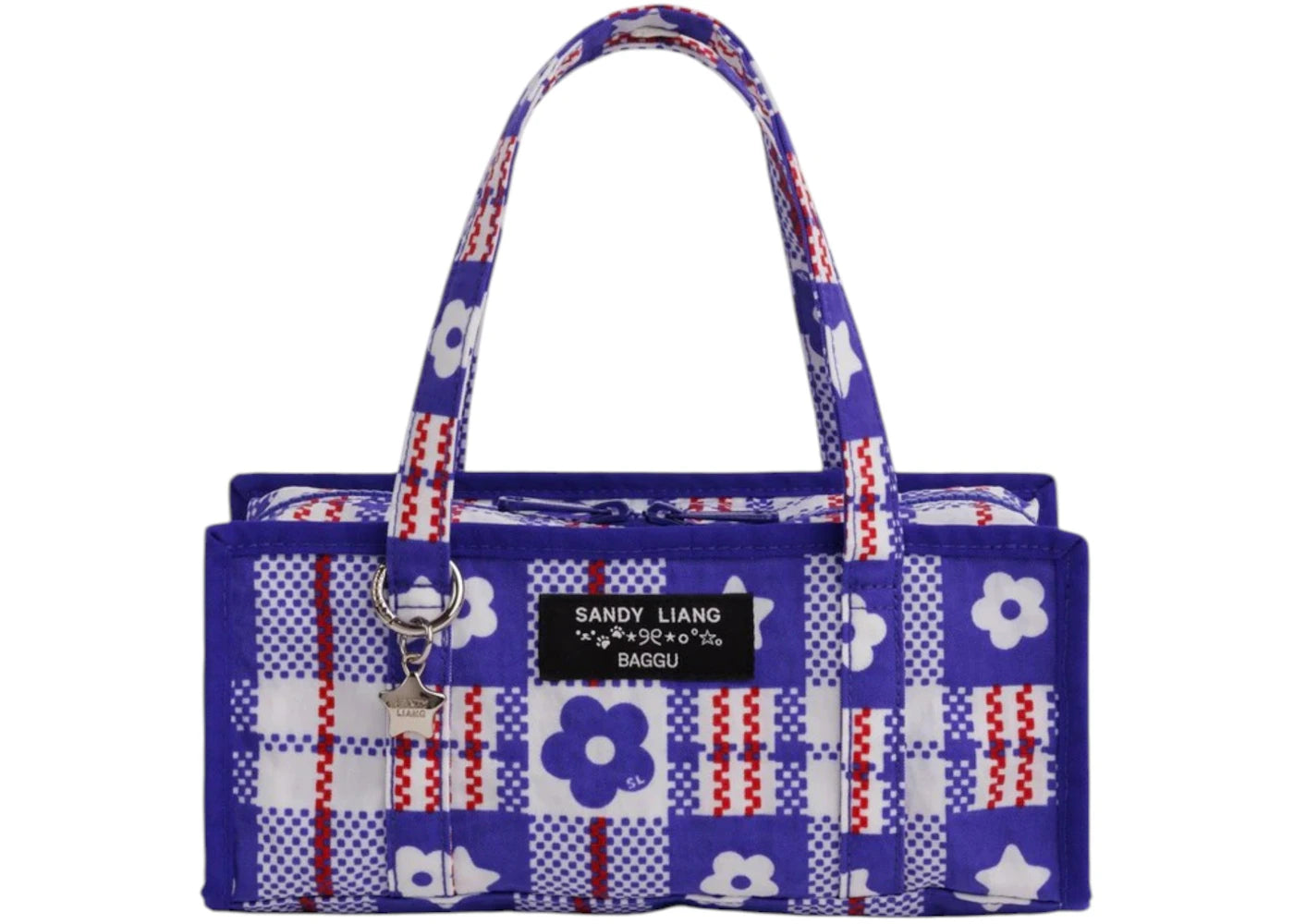 Baggu x Sandy Liang Mini Nylon Market Bag Market Plaid Blue -1