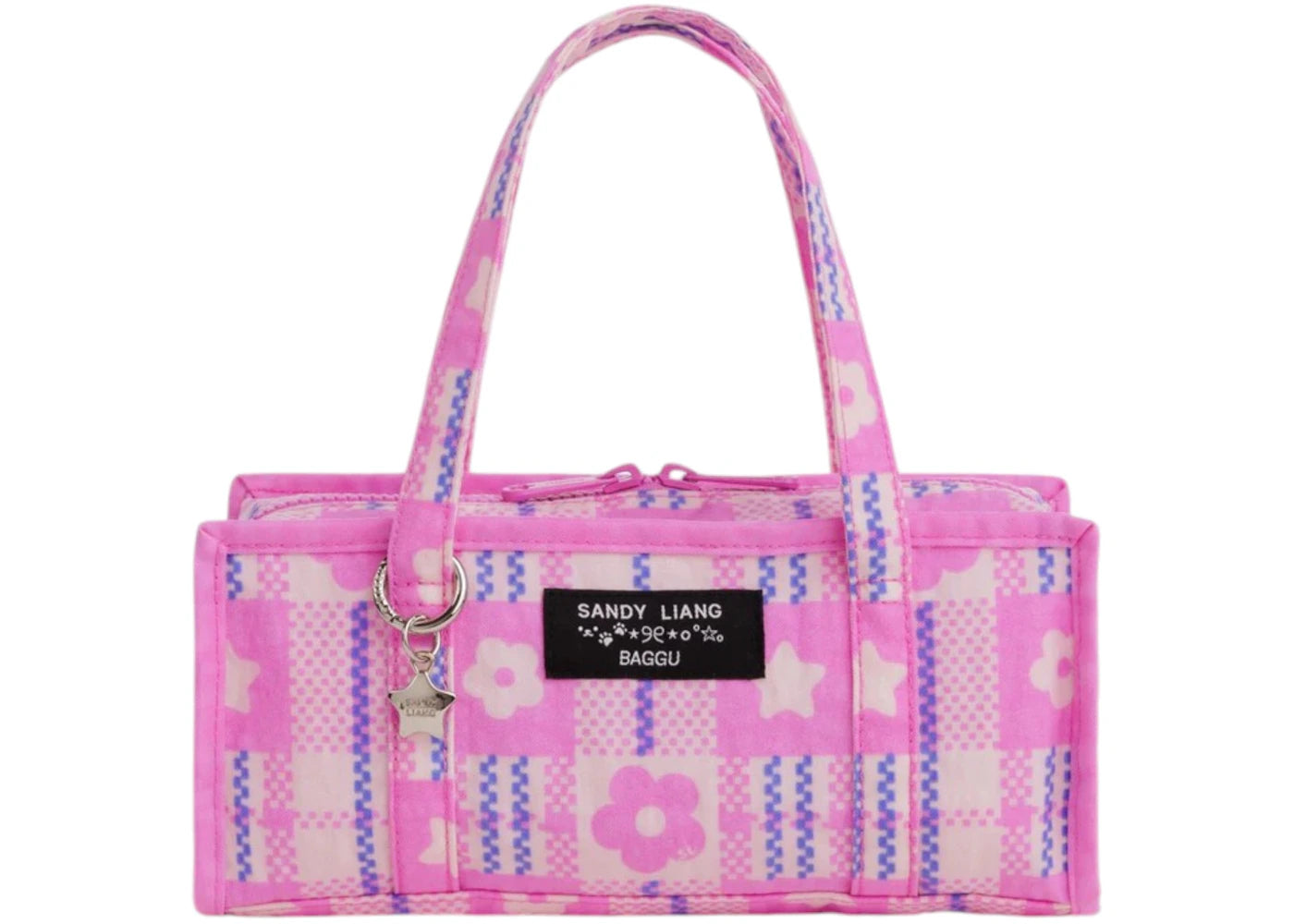 Baggu x Sandy Liang Mini Nylon Market Bag Market Plaid Pink -1