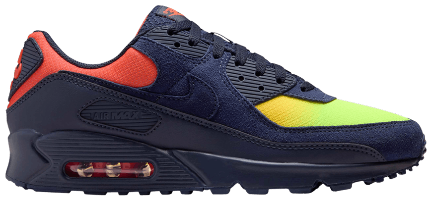 Nike Air Max 90 Blackened Blue Lemon Venom Hyper Crimson Gradient -1