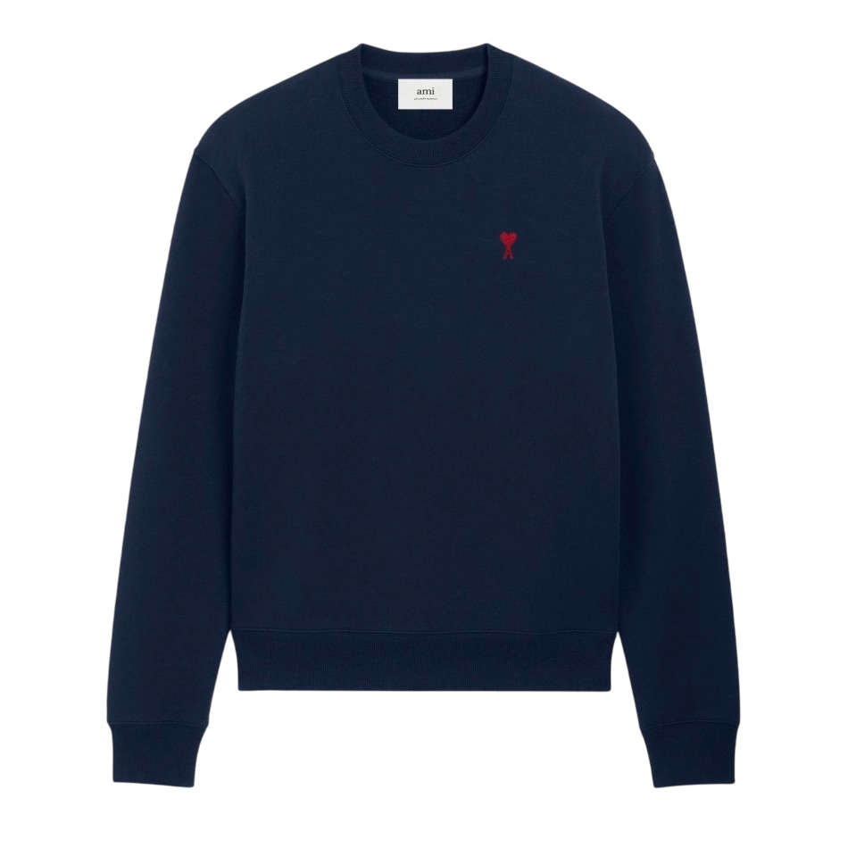 Sweatshirt Bleu Marine Ami de Coeur Rouge en Coton -1