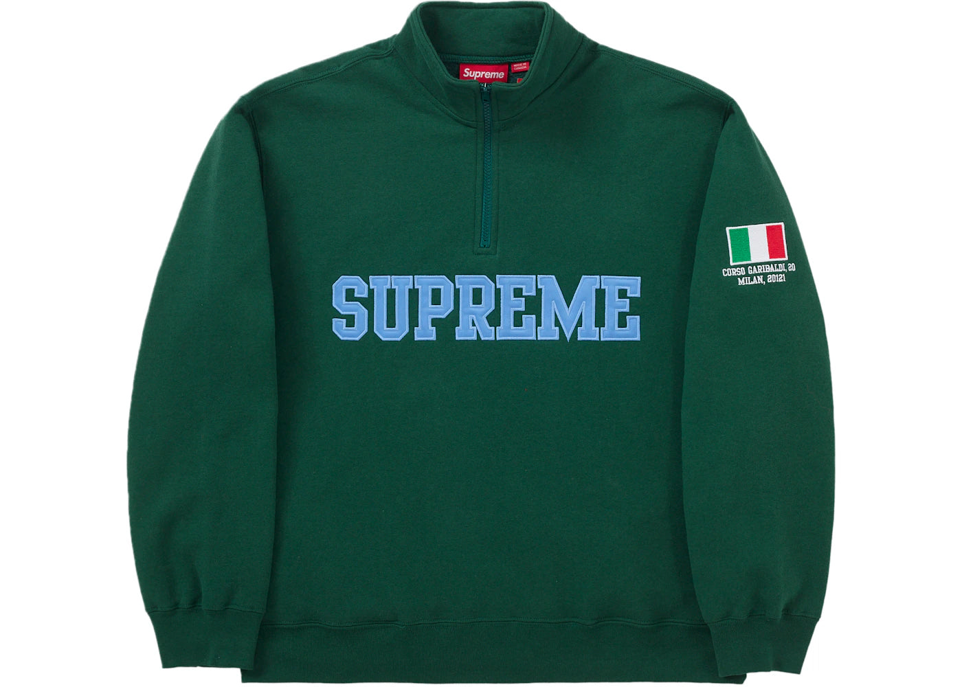 Supreme Milan Shop Flag Half Zip Pullover Green -1