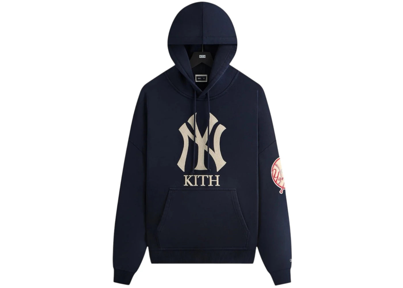 Kith x New York Yankees Plush Fleece Cropped Braxton Hoodie Nocturnal -1