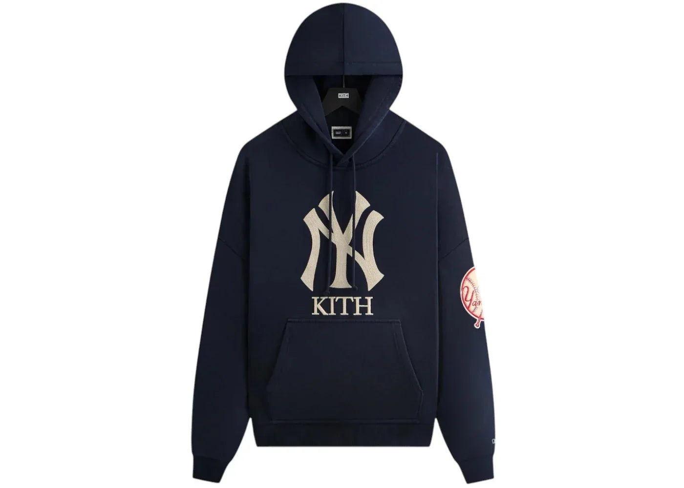 Kith x New York Yankees Plush Fleece Cropped Braxton Hoodie Nocturnal -1