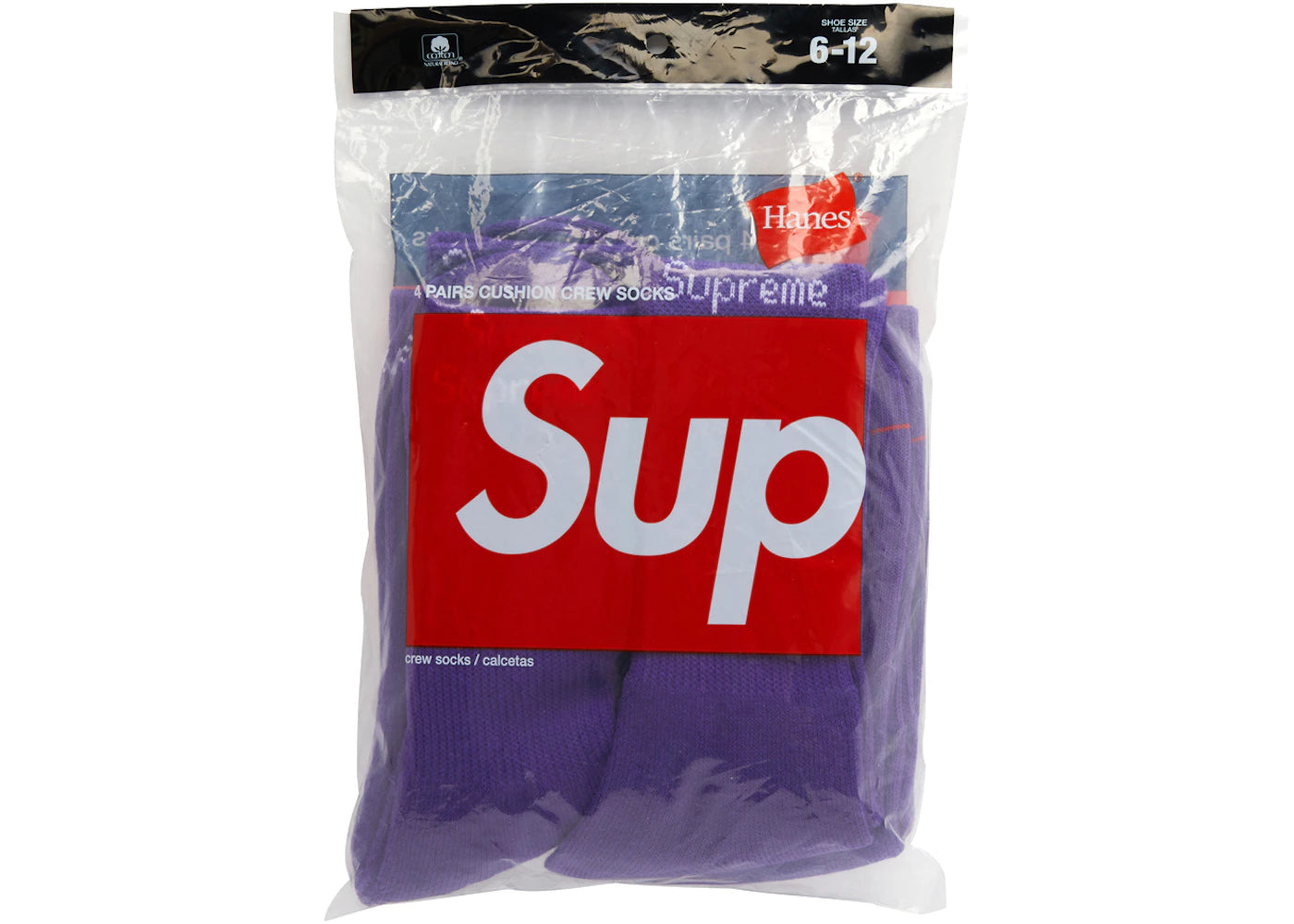 Supreme Hanes Crew Socks (4 Pack) Purple -1