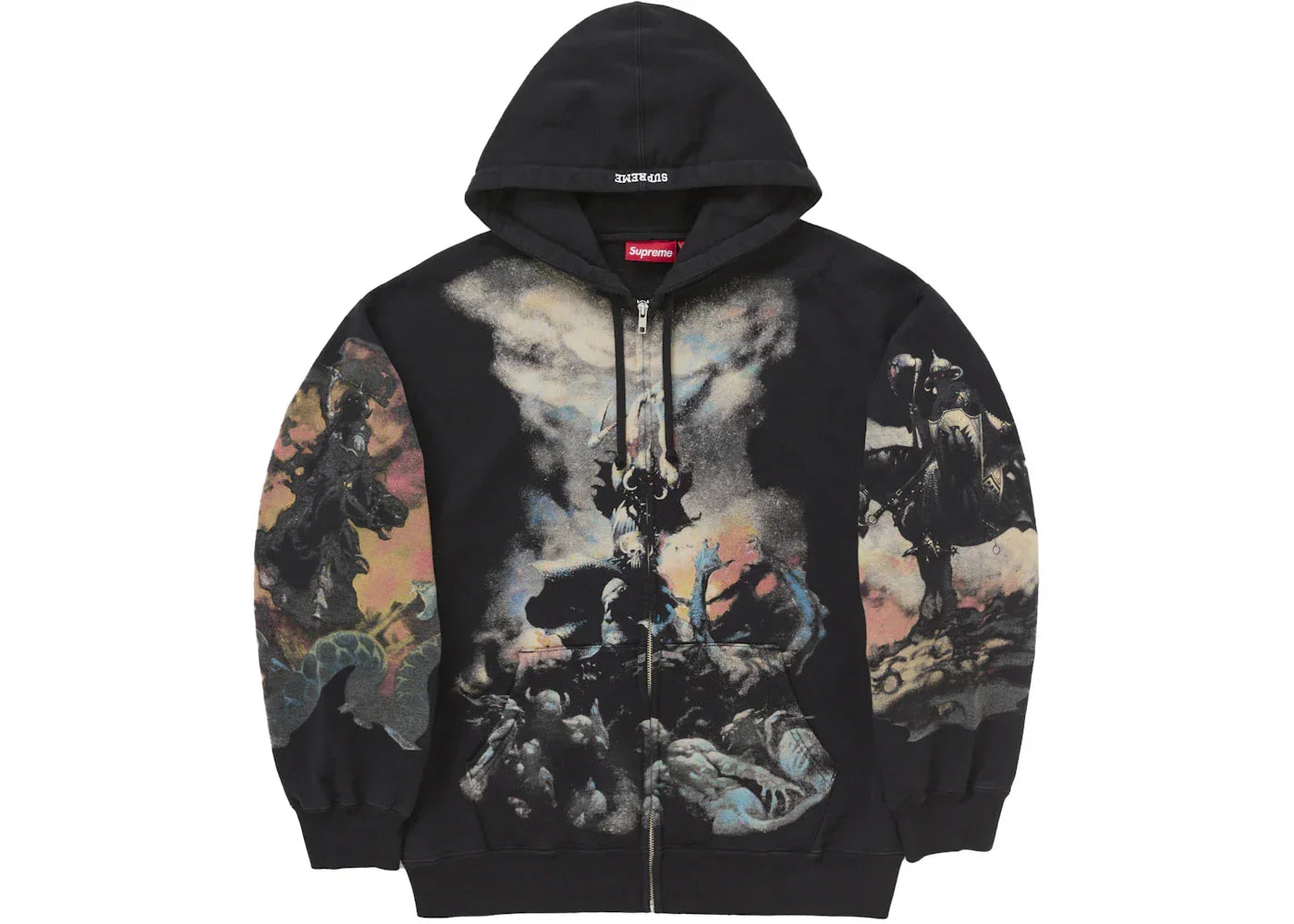 Supreme Frazetta Zip Up Hooded Sweatshirt Black -1