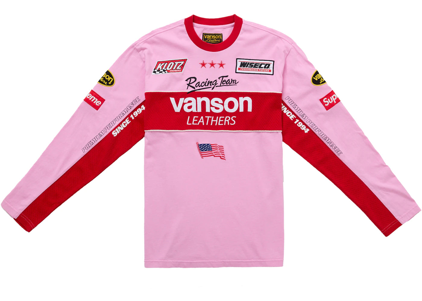 Supreme Vanson Leathers L/S Top Pink -1