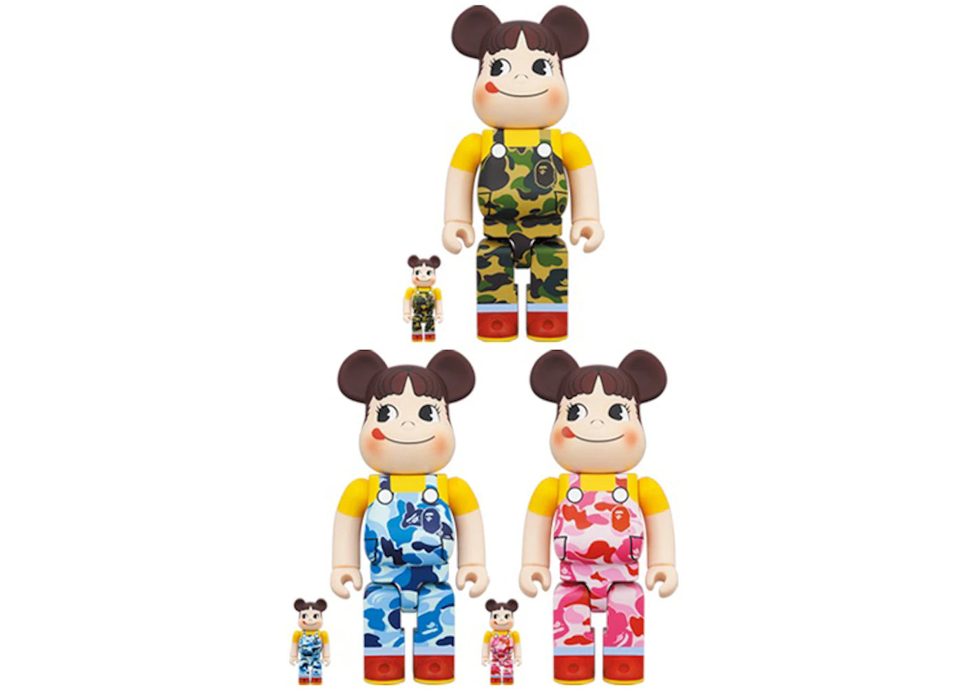Bearbrick x BAPE Peko-chan 100% & 400% Set of 3 Green Camo/Pink Camo/Blue Camo -1