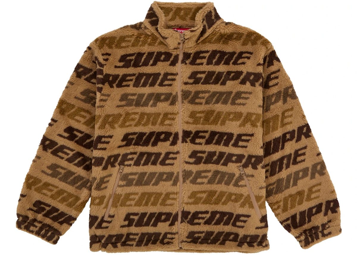 Supreme Repeat Jacquard Fleece Jacket Tan -1