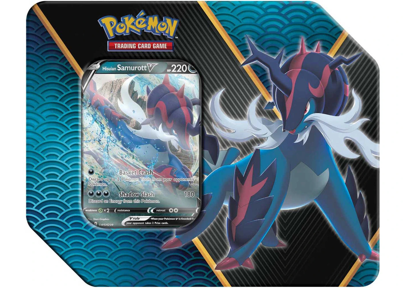 Pokémon TCG Divergent Powers Hisuian Samurott V Tin -1