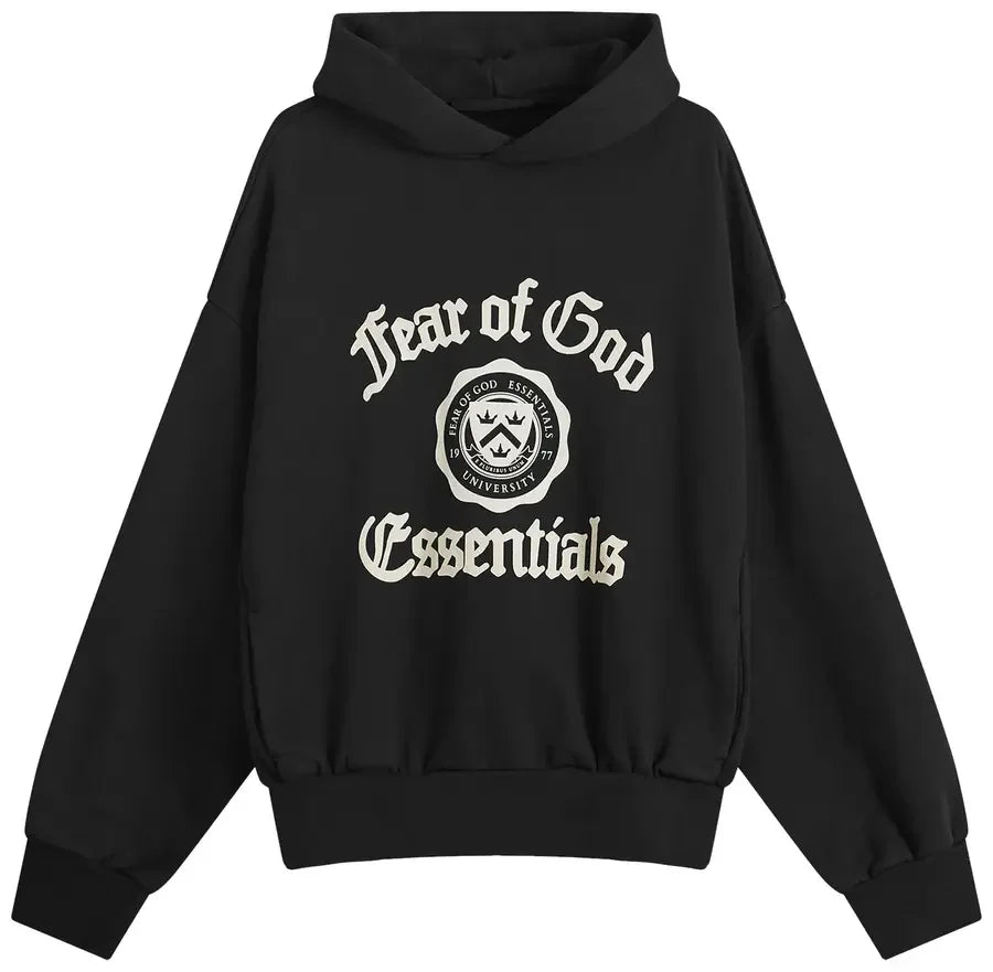 Fear of God Essentials Heavy Fleece Vintage Shrunken Hoodie Black