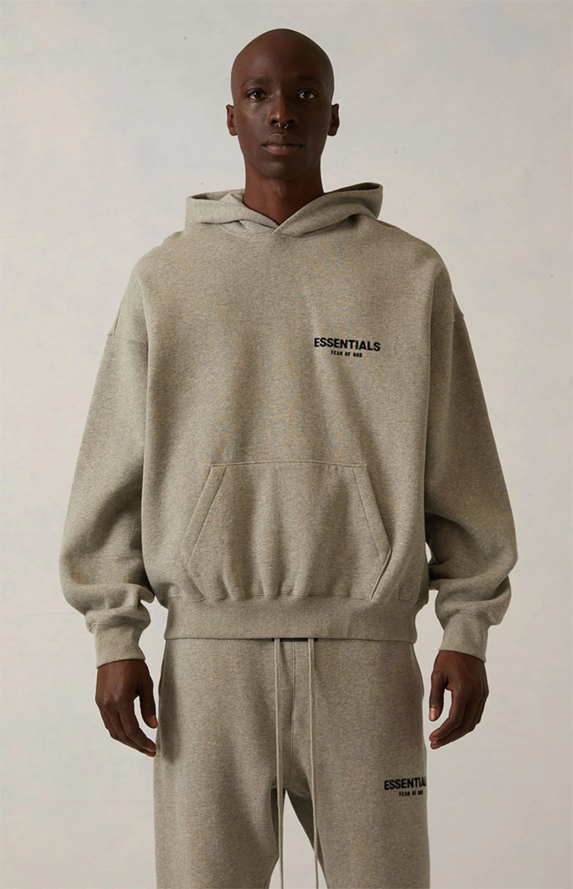 Fear of God Essentials Hoodie (2022) Dark Oatmeal Front Outfit