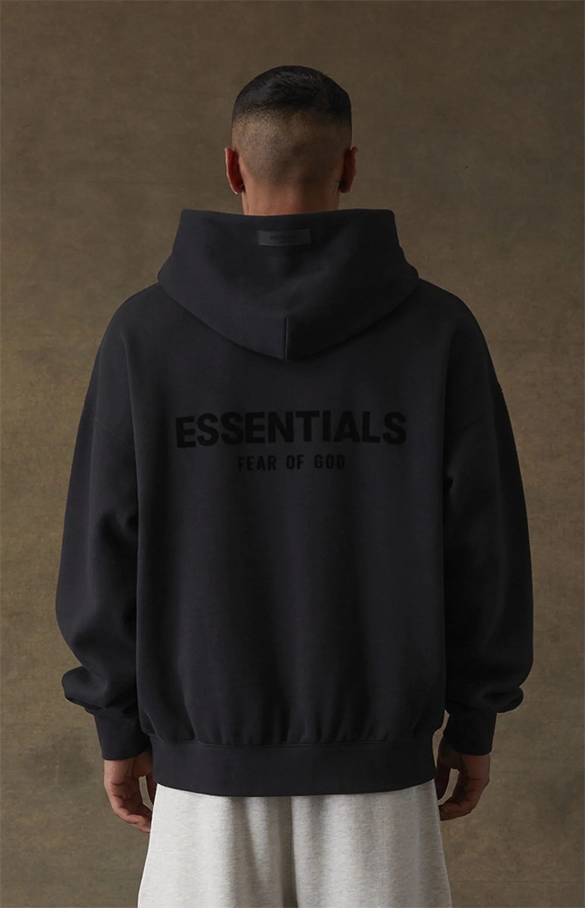 Fear of God Essentials Pullover Chest Logo Hoodie Stretch Limo/Black back outfit back