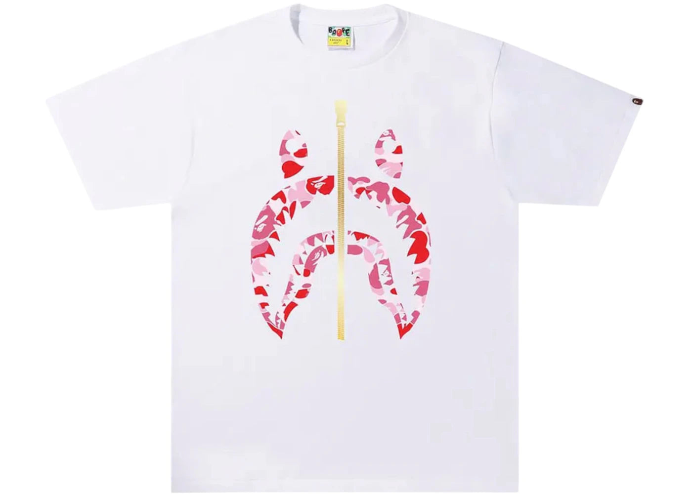 BAPE A Bathing Ape ABC Camo Shark Tee White/Pink -1