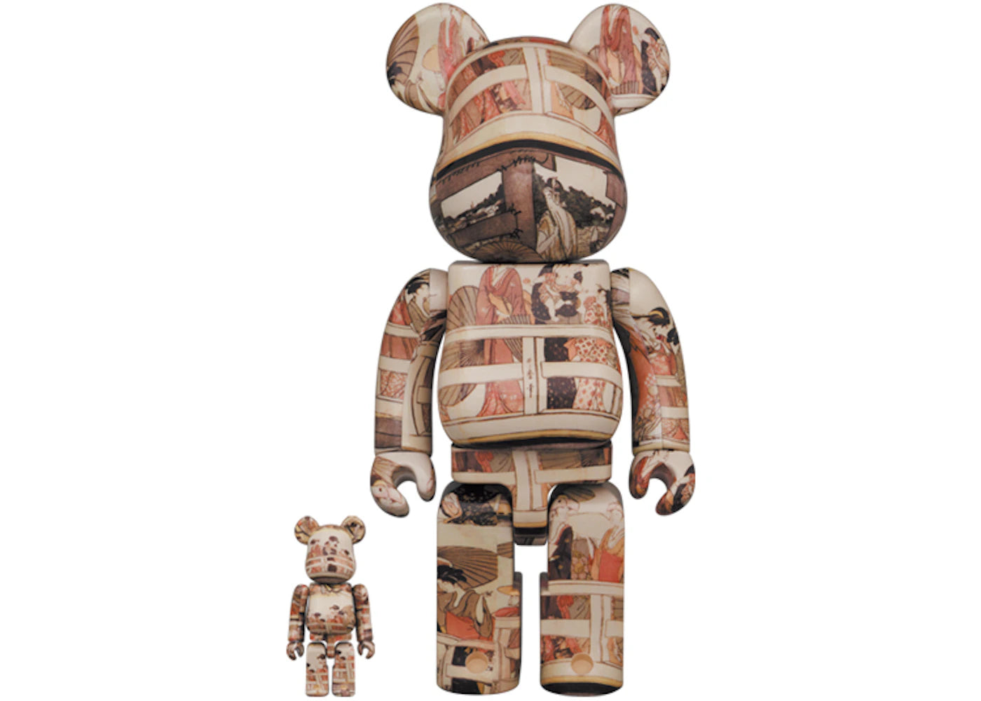 Bearbrick Utamaro Kitagawa (Upper and Lower of Ryogoku Bridge) 100% & 400% Set -1