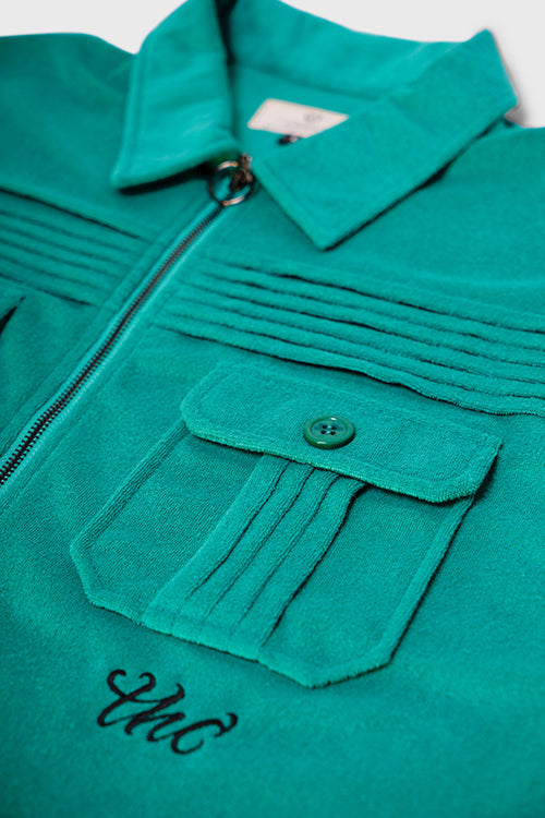 The Hideout Clothing - Racket Club Terry Cloth Cabana Short-Sleeve Zip-up Shirt