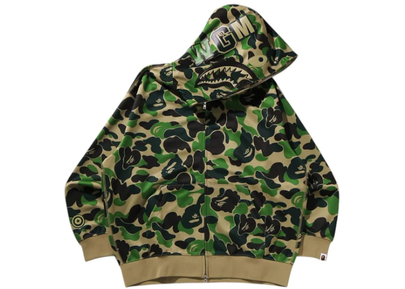 BAPE ABC Camo Rayon Relaxed Fit Shark Full Zip Hoodie Green -1
