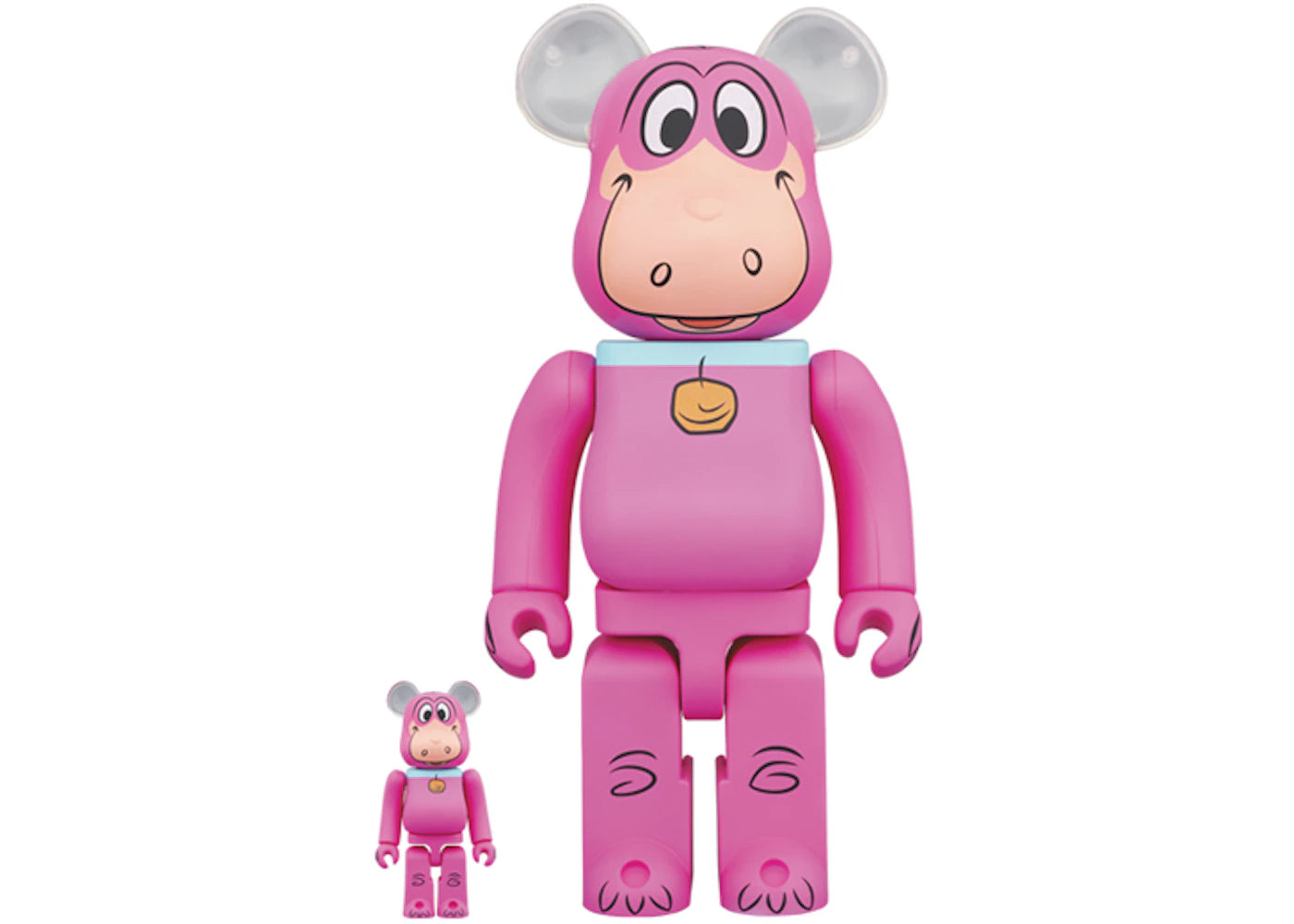 Bearbrick x The Flintstones Dino 100% & 400% Set Pink -1