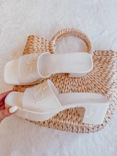 Gucci 60mm Slide Sandal White Rubber