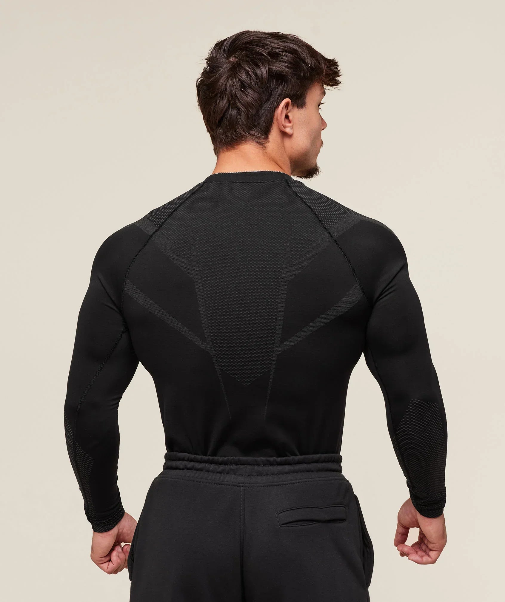 Gymshark Onyx 5.0 Seamless Long Sleeve T-shirt Black/Onyx Grey Back